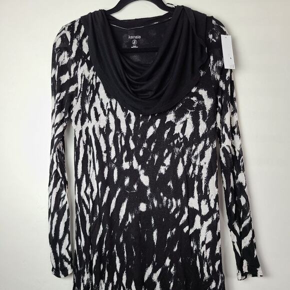 Kensie Cowl Neck Long Sleeve Soft Jersey Knit Cowl Neck Mini Dress Size Small - Picture 2 of 8